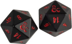 Ultra Pro D&D Heavy Metal D20 Set: Black W/ Red (2)